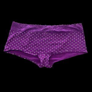 Purple Polka Dot Lace Trimmed Boyshort Panties